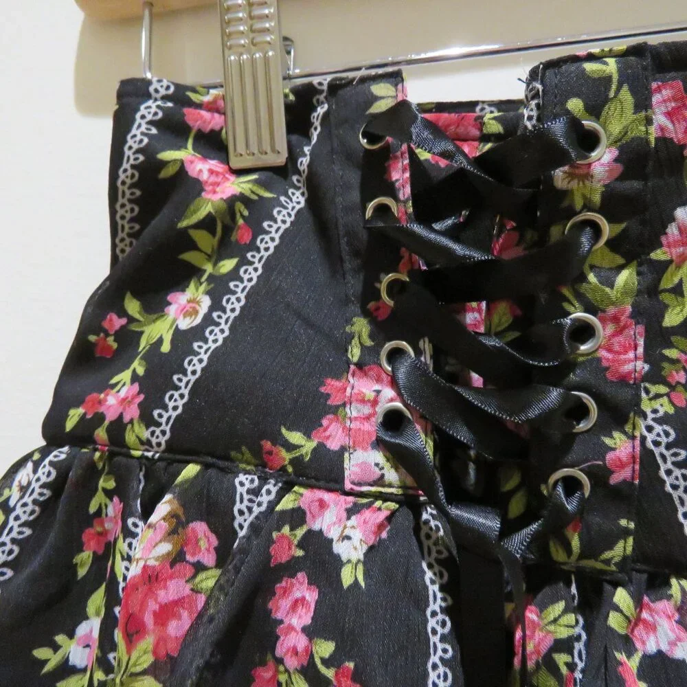 HELL BUNNY Mini Rock Edwina Floral Corset Lace Skirt Goth Whimsigoth Vintage Y2K - Picture 6 of 15